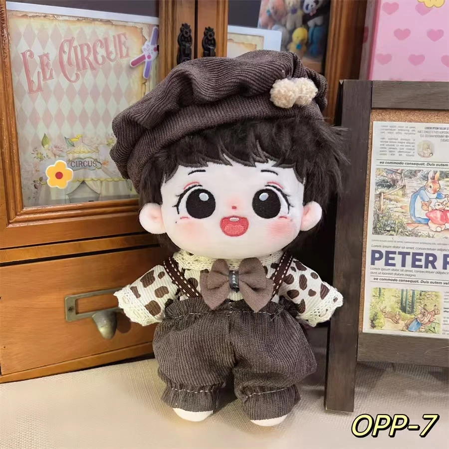 20厘米棉花娃娃衣服休闲背带裤套装毛绒玩偶换装可爱10cm娃衣裙子