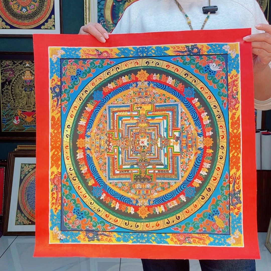 卷轴画手绘唐卡 50厘米时轮