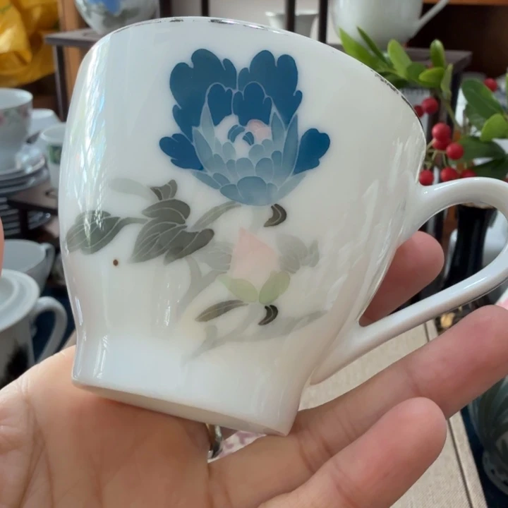 醴陵釉下手绘茶杯咖啡杯微瑕