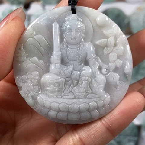 翡翠颈饰未镶嵌文殊菩萨福利