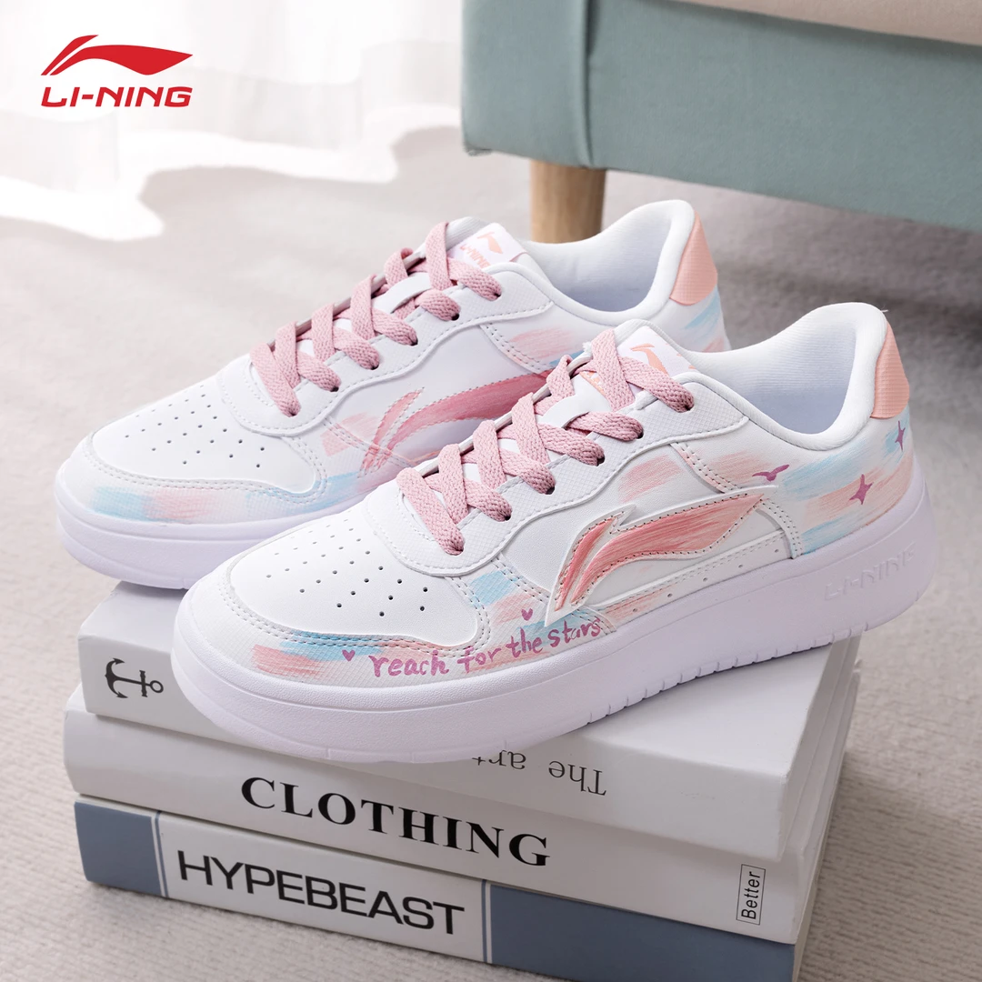 李宁女鞋【特别定制】浮舟 粉雾 女士轻便板鞋运动鞋休闲鞋轻便百搭