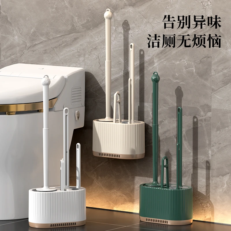 浴室壁挂马桶刷家用无死角硅胶头厕所刷三支刷子马桶清洁刷带沥水