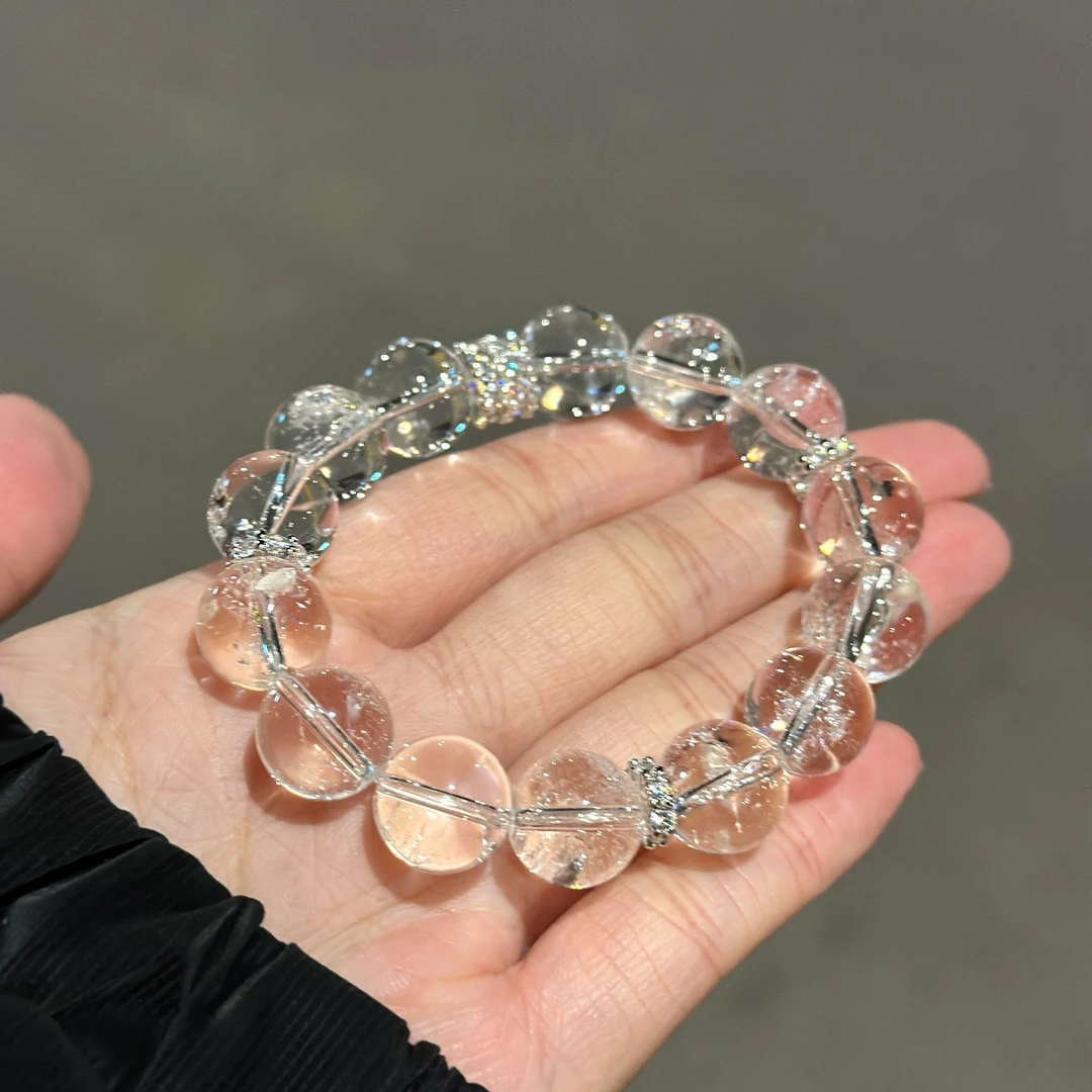 【盼棠梨晚】天然高冰白阿塞水晶手串破碎美感白阿塞手链多样性发一