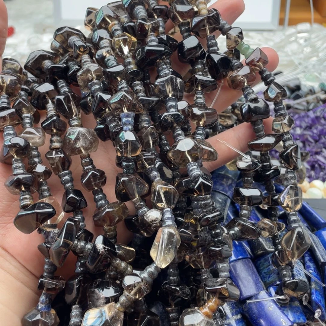 玛瑙/玉髓合金珠宝半成品一条装茶晶异形珠10～15mm左右