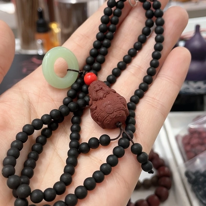 泥塑合香珠大四合0.4脖挂链加跑环小财财