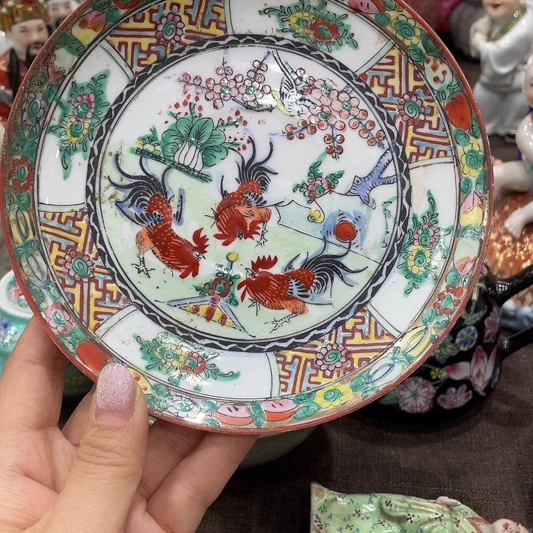 瓷片广彩手绘平盘