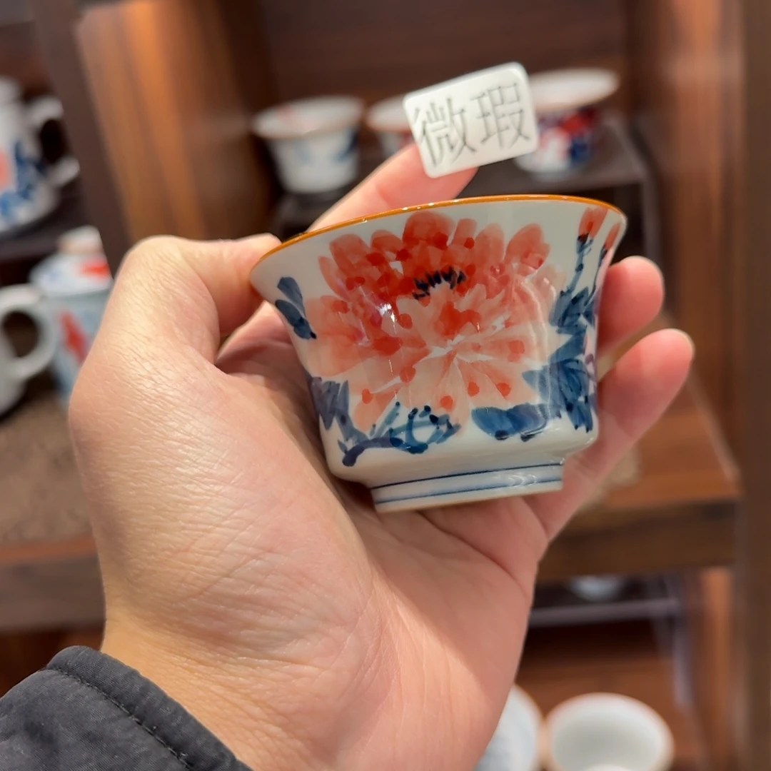 釉下手绘茶具微瑕