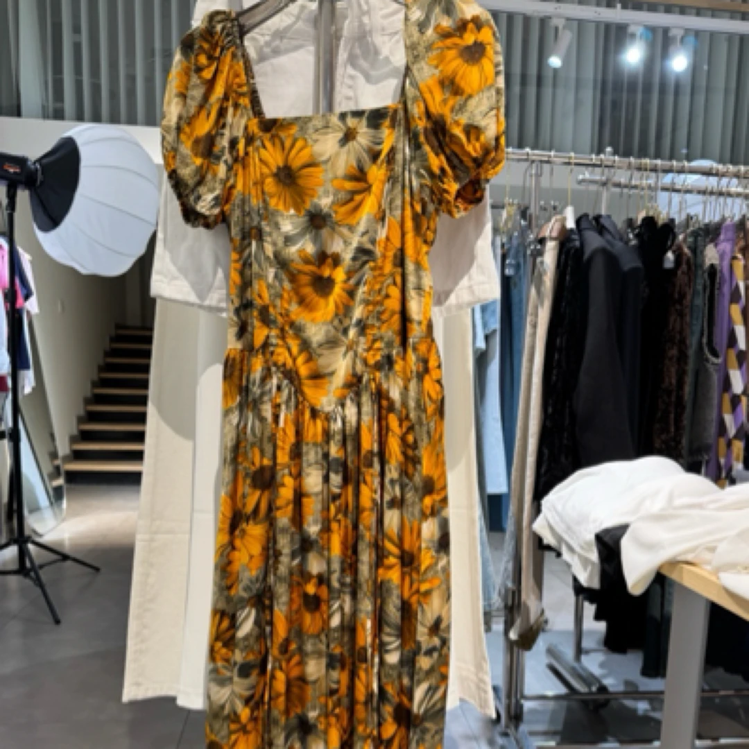 设计师品牌向日葵花连衣裙