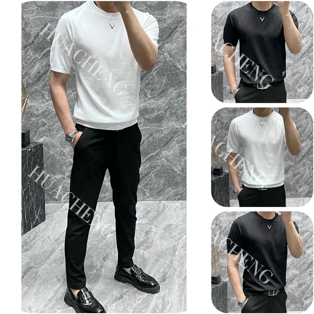 【画成】夏季男士百搭款修身圆领莱赛尔天丝高级感休闲短袖25308