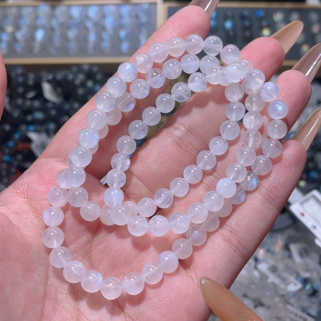 长石未镶嵌手链蓝月光手链多圈6.5mm