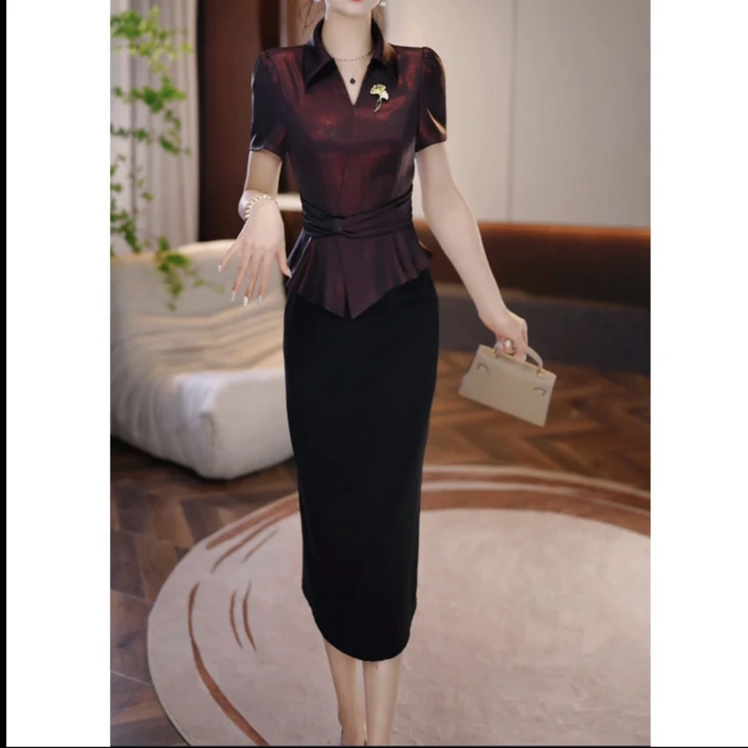 假两件高级感妈妈装连衣裙时尚流行女装夏季新款气质显瘦轻奢裙子