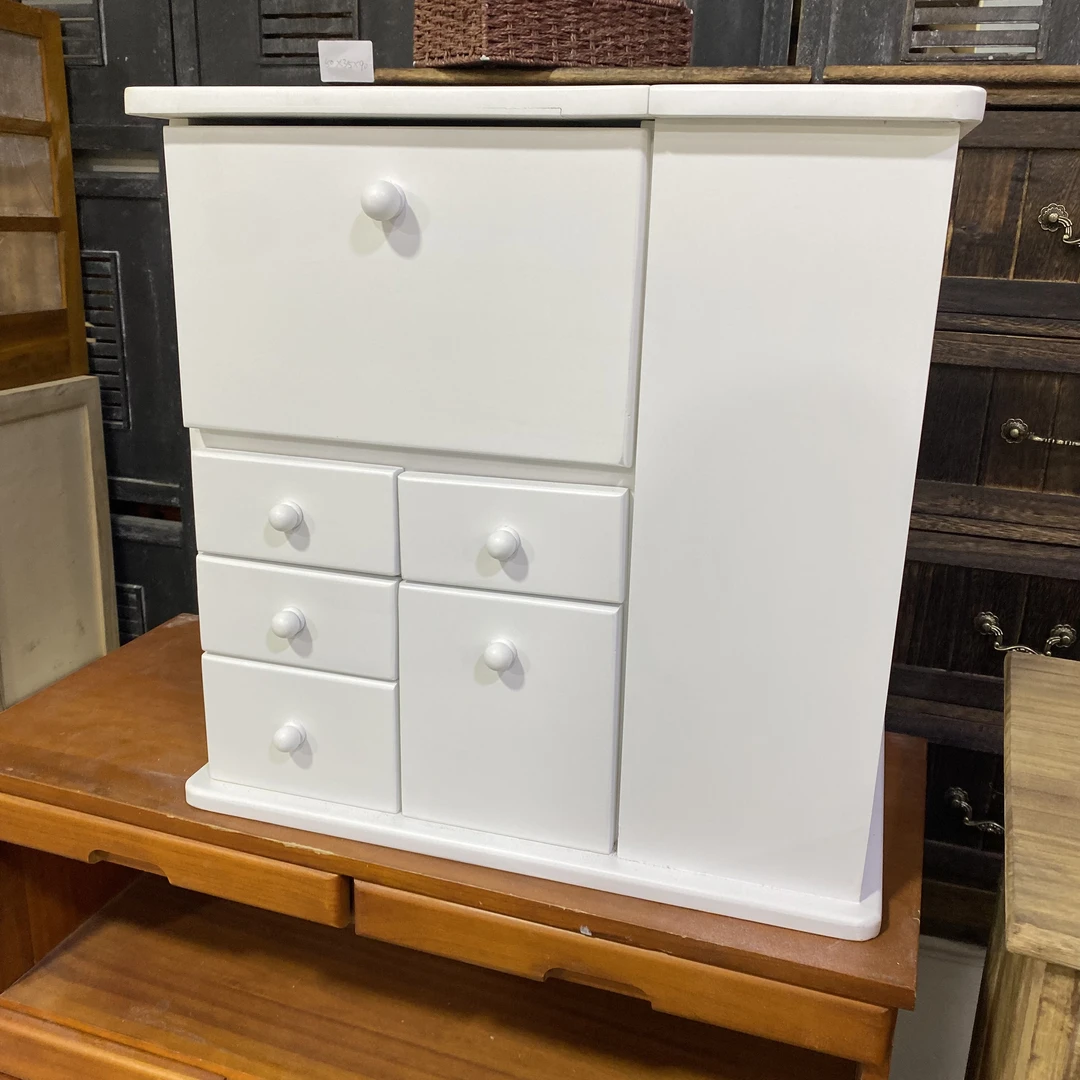 896实木白色桌面化妆柜