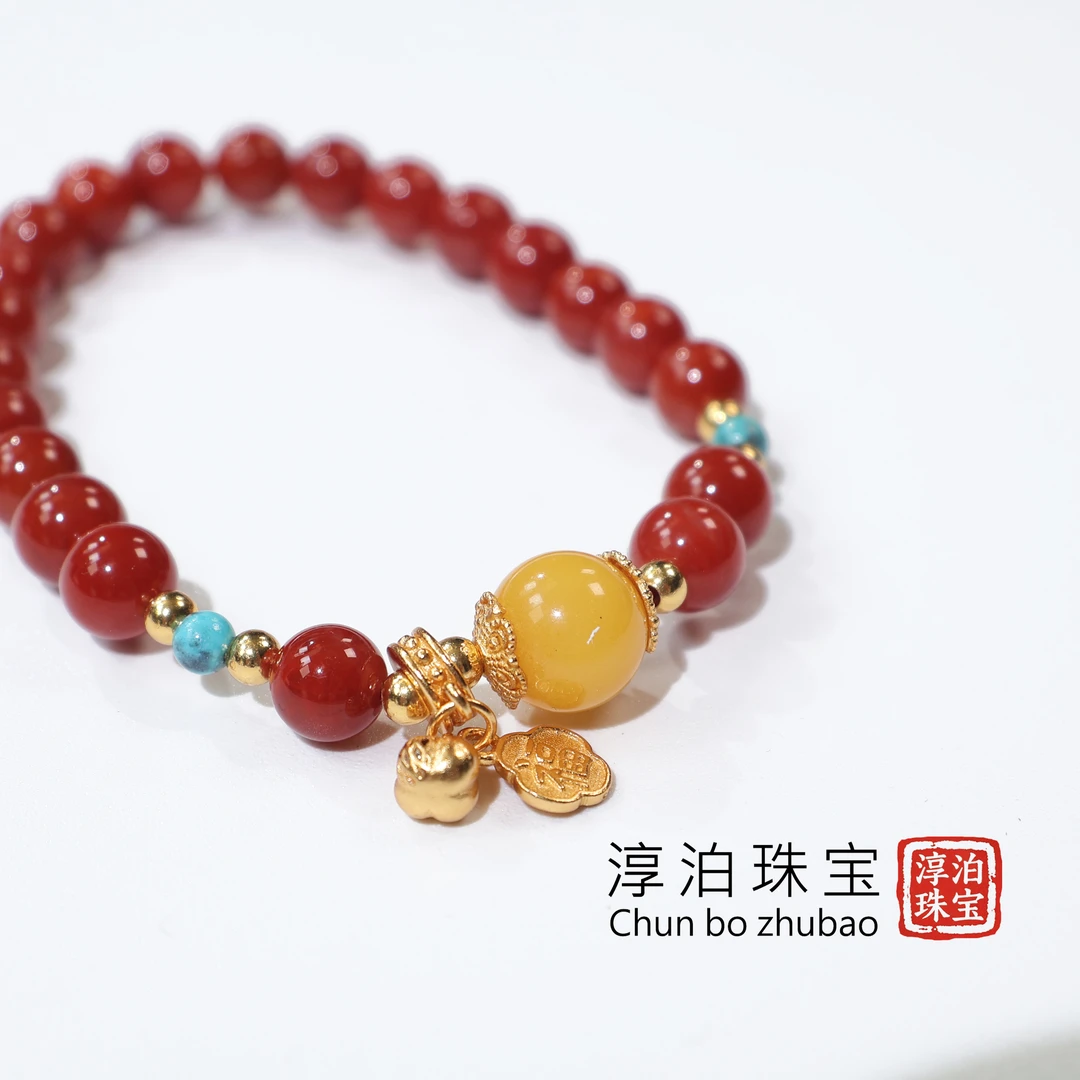 【天然南红手串+蜜蜡+925银款】 轻奢时尚精致精美百搭小众女士转运