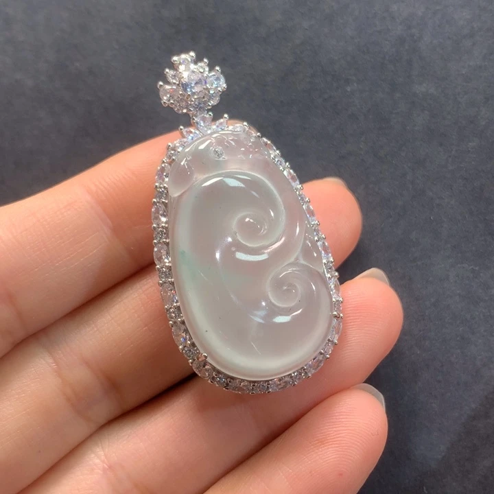 石英质玉银S925镶嵌颈饰