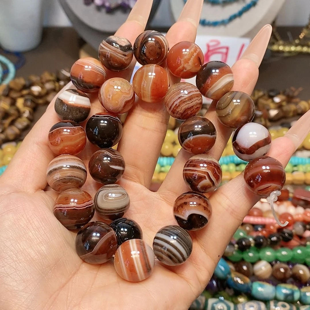 玛瑙/玉髓散珠16mm蚕丝玛瑙一条