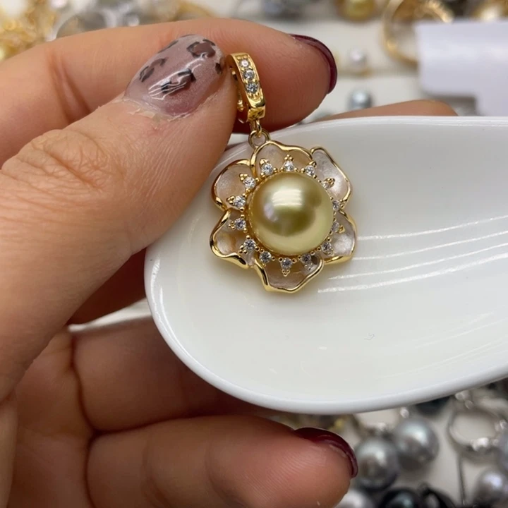 海水珍珠吊坠(不含链)银S925镶嵌