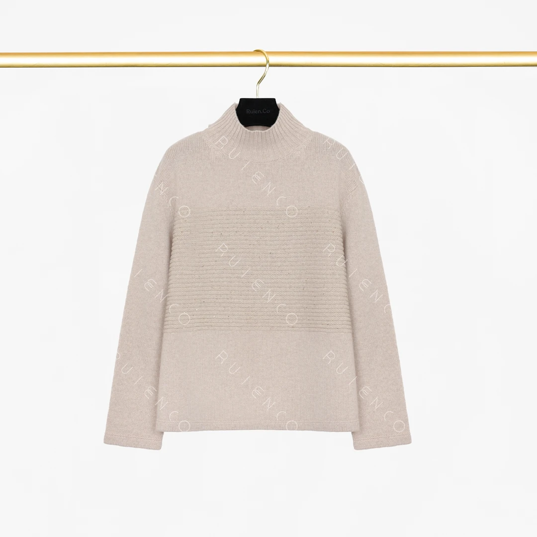 我是摩羯 黑标天王星  新疆天山羊绒金葱珠片半高领秋冬毛衣