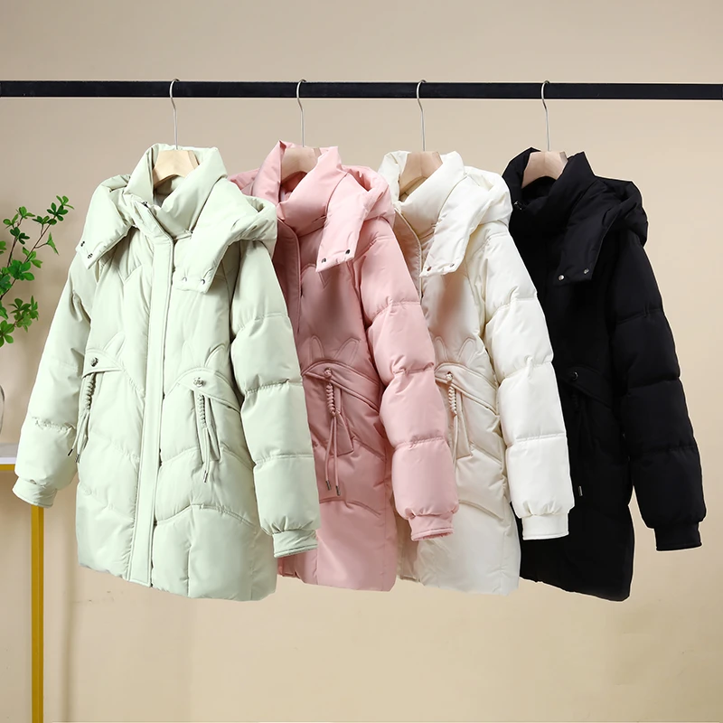 可拆卸帽面包服羽绒棉服女2024秋冬韩系加厚中长款棉衣宽松潮