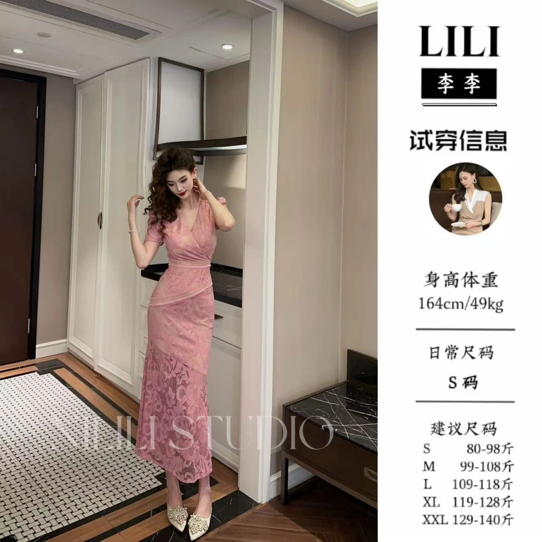 【重瓣蔷薇】李李原创收腰日常名媛鱼尾气质连衣裙25645（实物偏深）