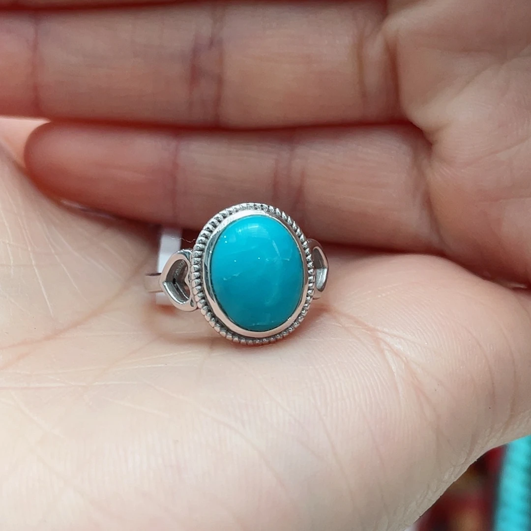 绿松石戒指银S925镶嵌