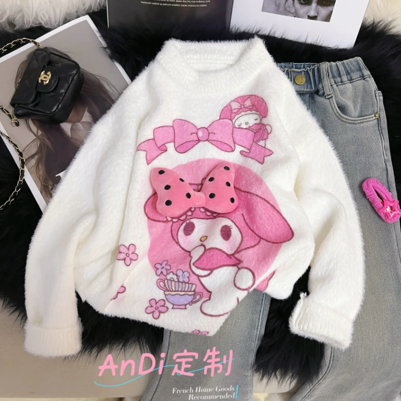 〖ANDI〗安迪订制冬款新款中大童女童甜美韩版洋气卡通毛衣3438