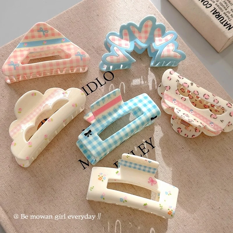 夏日多巴胺甜美抓夹少女发夹2025新款高级感鲨鱼夹后脑勺夹子头饰