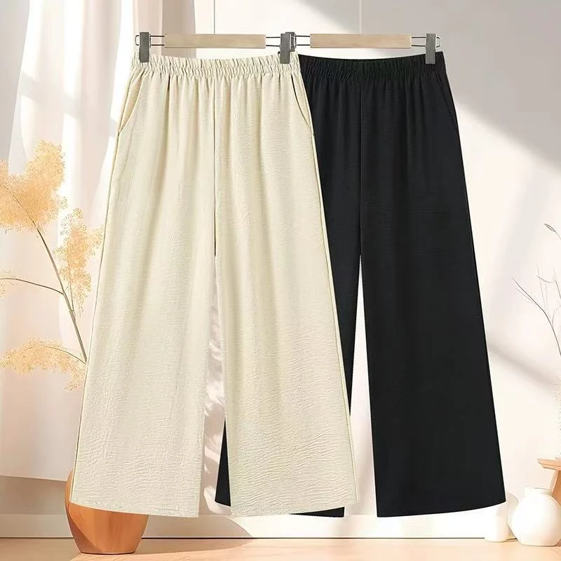 妈妈装夏季垂感直筒休闲裤2504-2