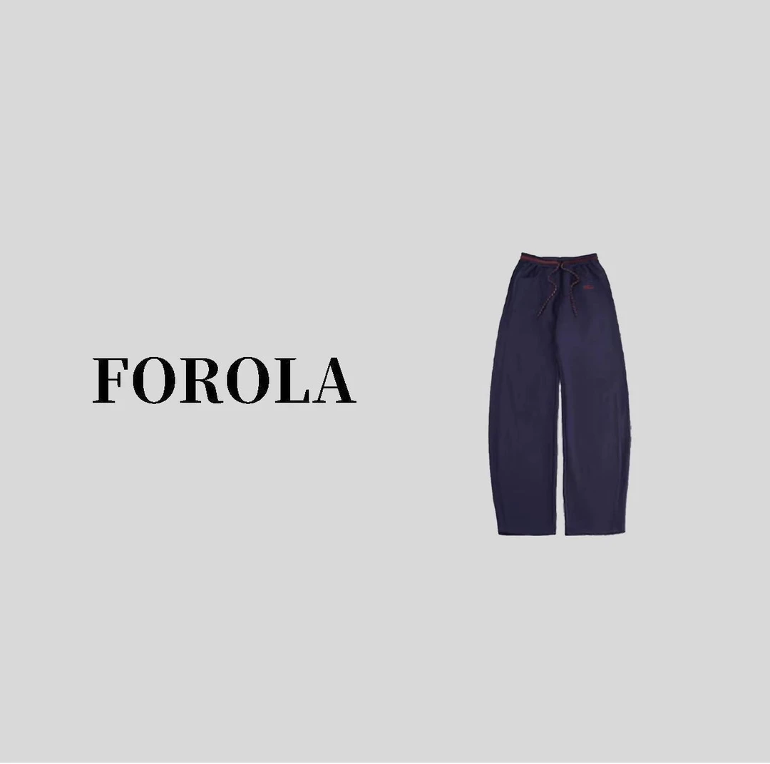 FOROLA『阔腿裤』 欧货高腰抽绳弯刀女休闲宽松百搭显瘦 DD25065-K