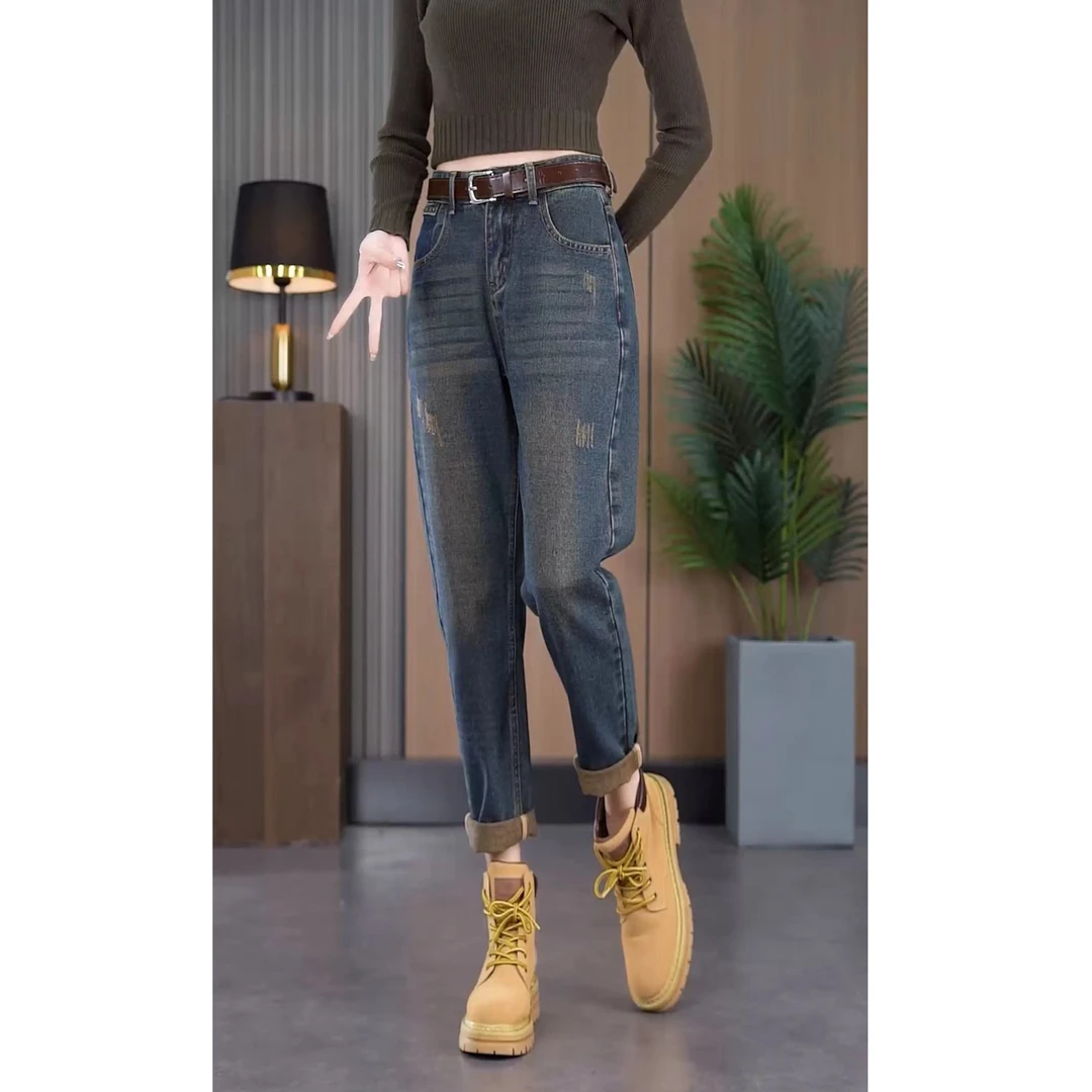 (2加绒/单裤）老爹裤子复古哈伦2025新款大码胖mm梨形身材高腰显瘦