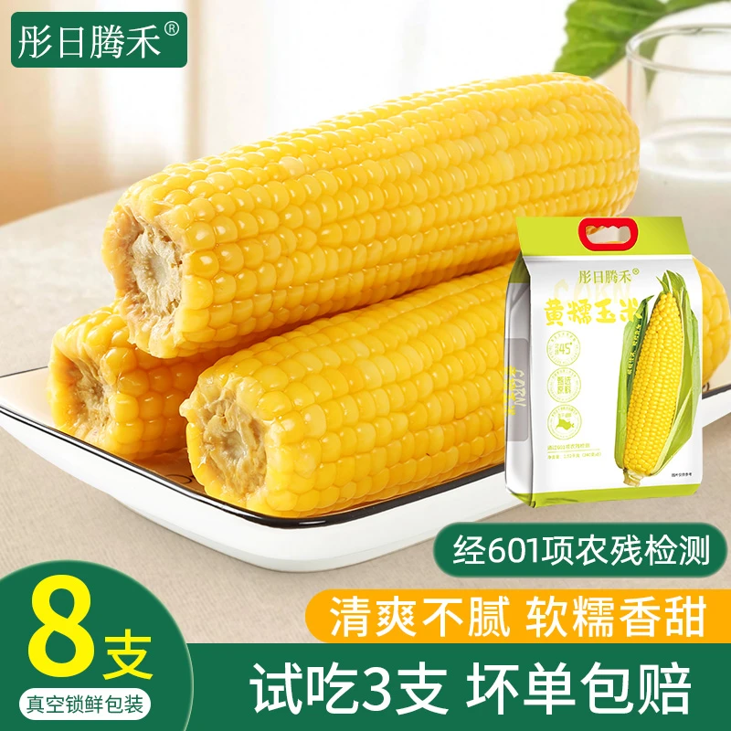 （试吃3支）东北新鲜现摘粘糯玉米拉丝黄糯玉米8支*240g每支