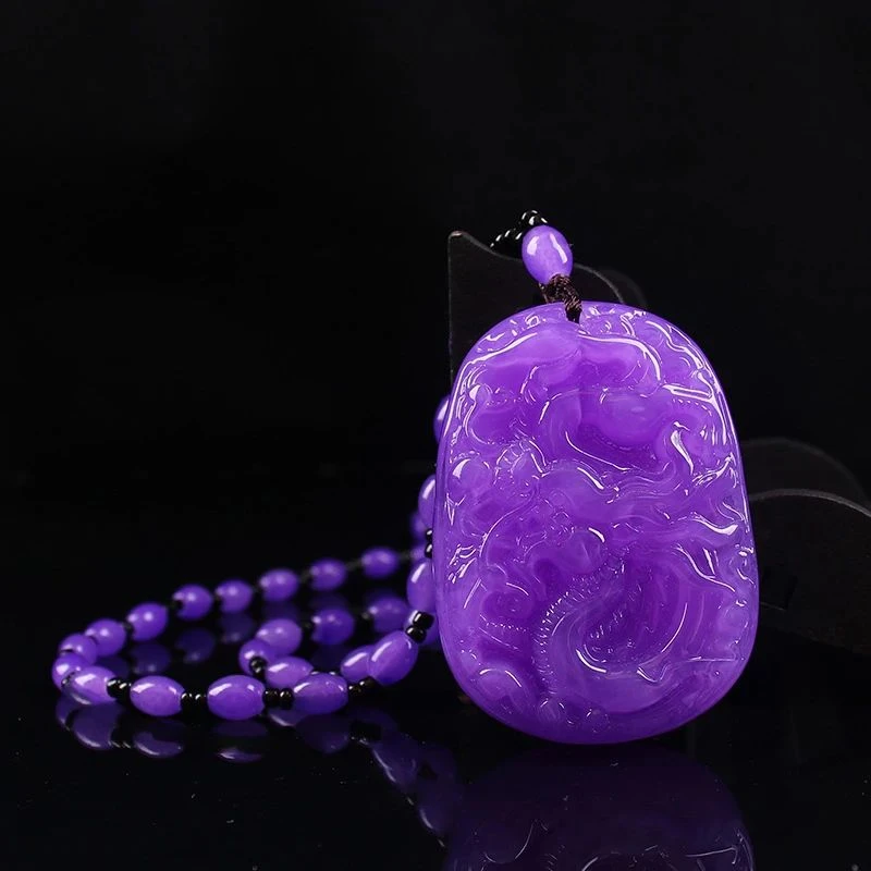 非金属仿水晶吊坠 新款紫罗兰飞龙在天民族风夏日百搭紫色项链