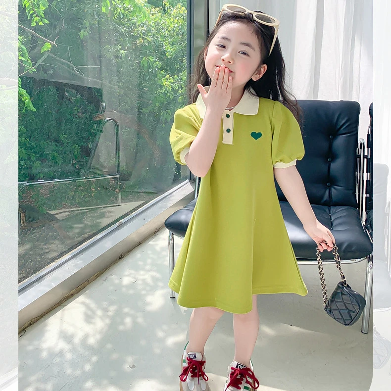 奥洛黛娅女童连衣裙夏季2025新款儿童宝宝时髦洋气POLO短袖裙子