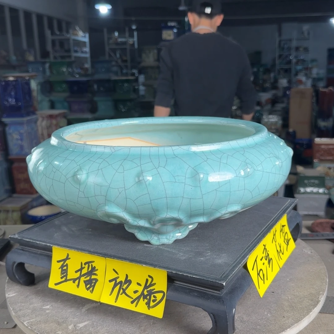 石湾花盆内口26，内深8高温裂微瑕