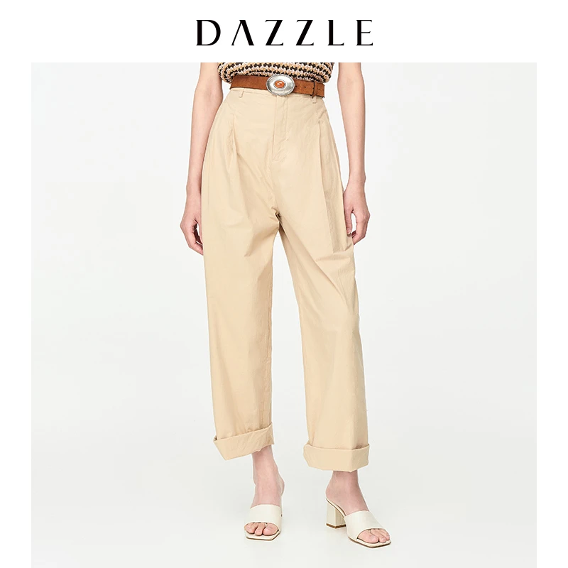 【精选】DAZZLE地素夏装阔腿直筒休闲裤女2D2Q415
