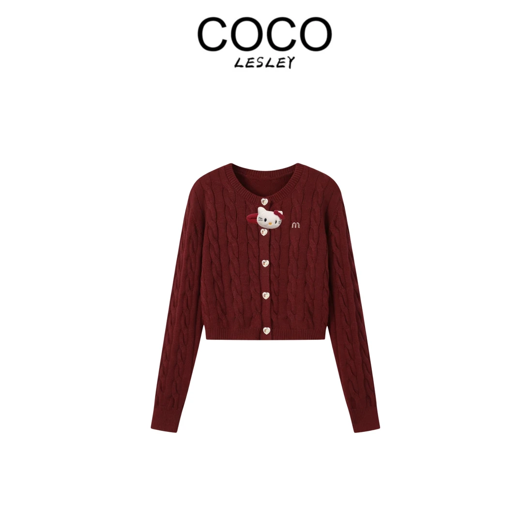 【COCO LESLEY】秋冬系列F可爱慵懒感新款条纹法式针织685号红