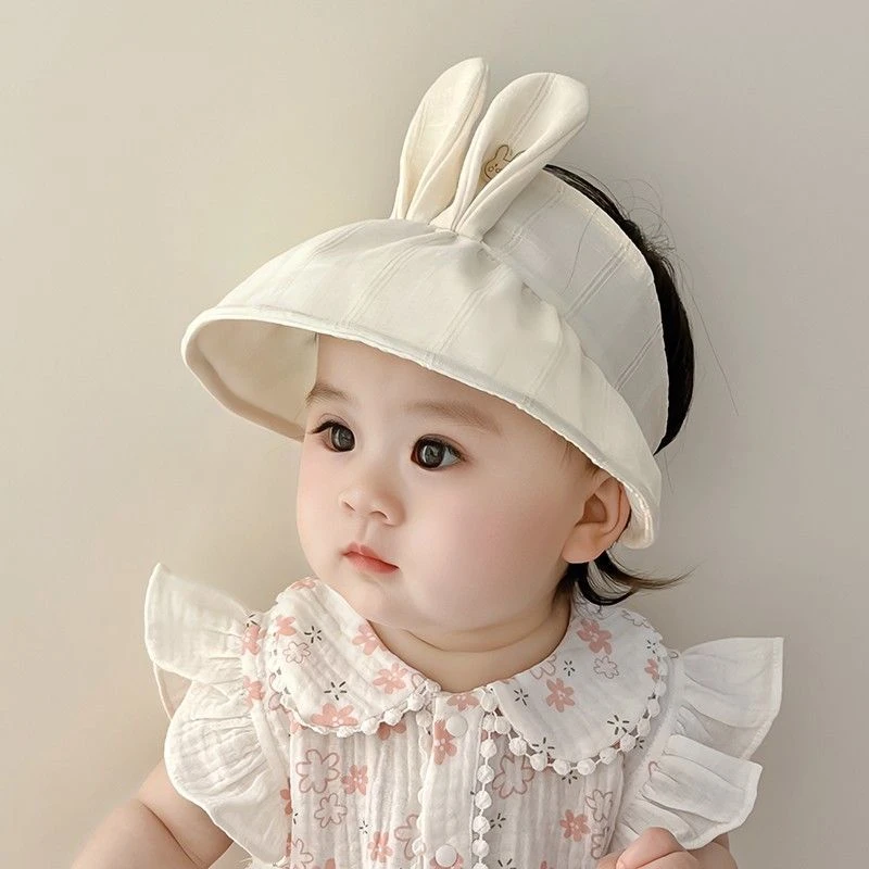 宝宝遮阳帽子夏季薄款太阳帽可爱超萌男女婴儿出游空顶帽