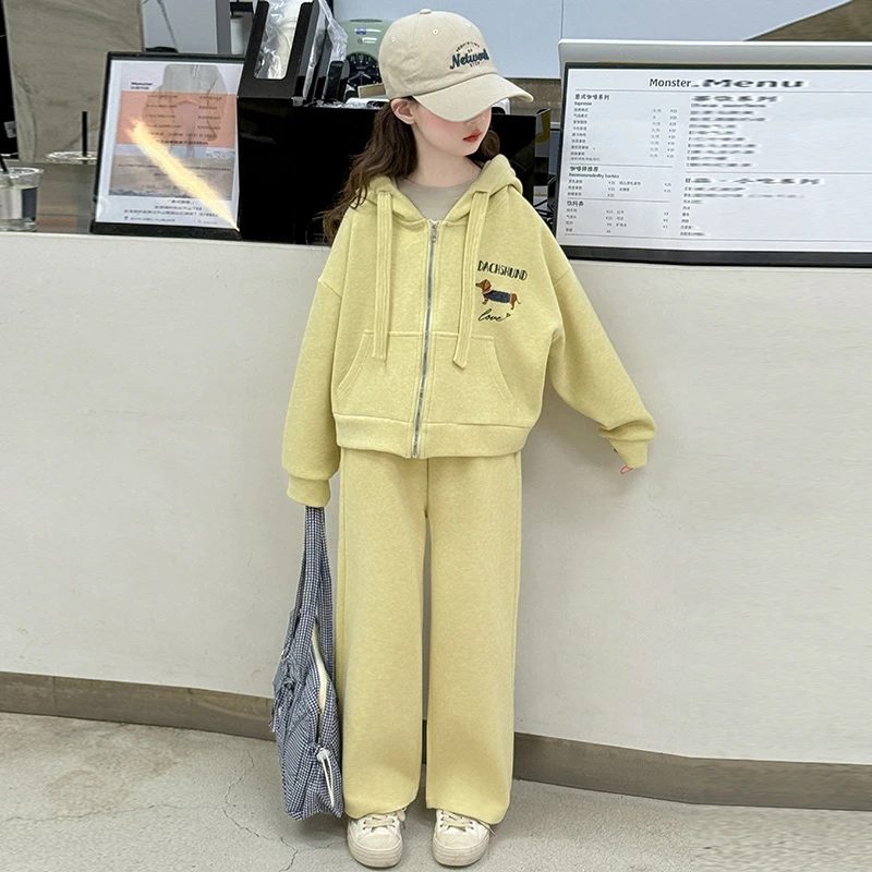 女童洋气开衫外套套装春装2025新款女大童春秋宽松休闲运动两件套