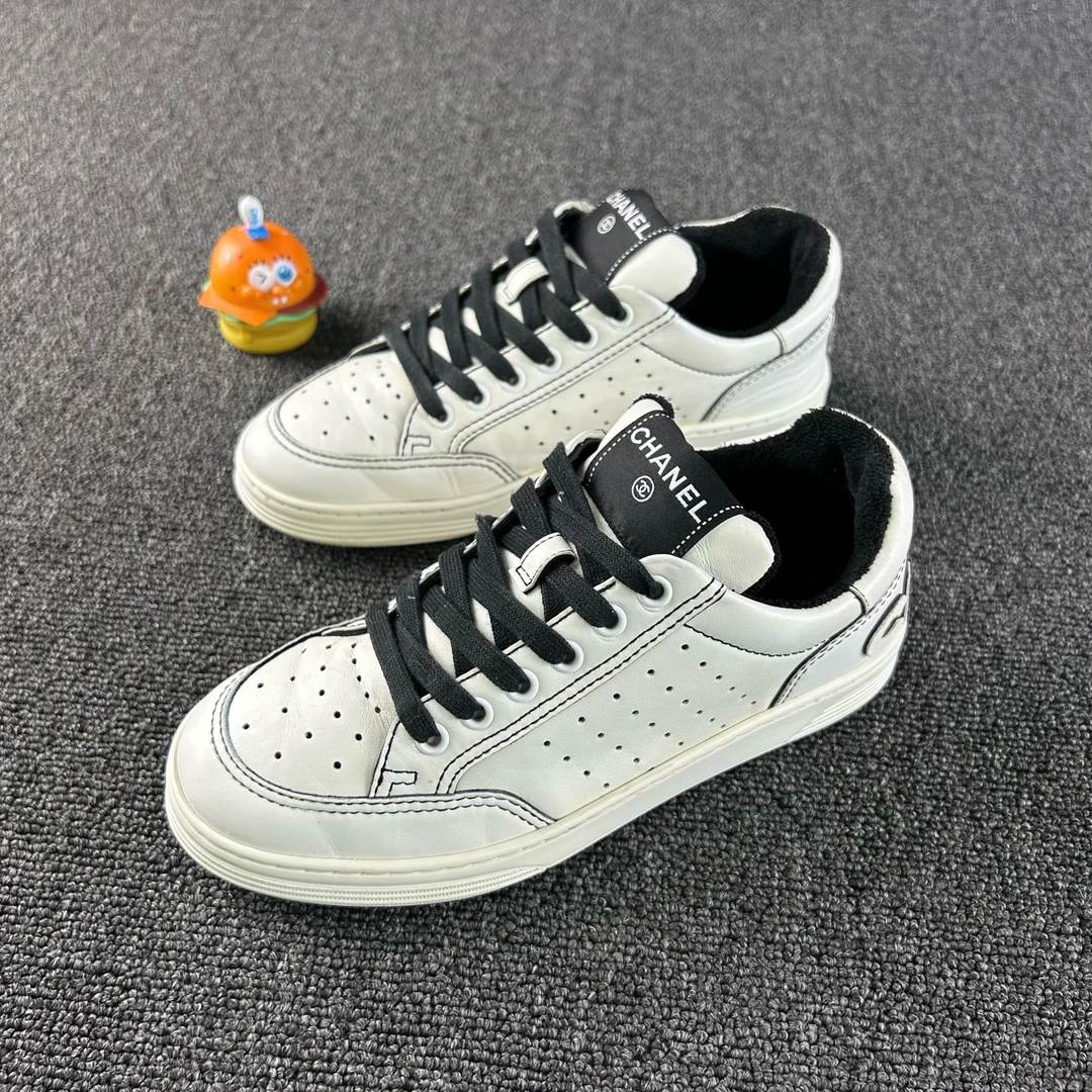 95新 Chanel/香奈儿 黑白熊猫板鞋36.5码 HB5529