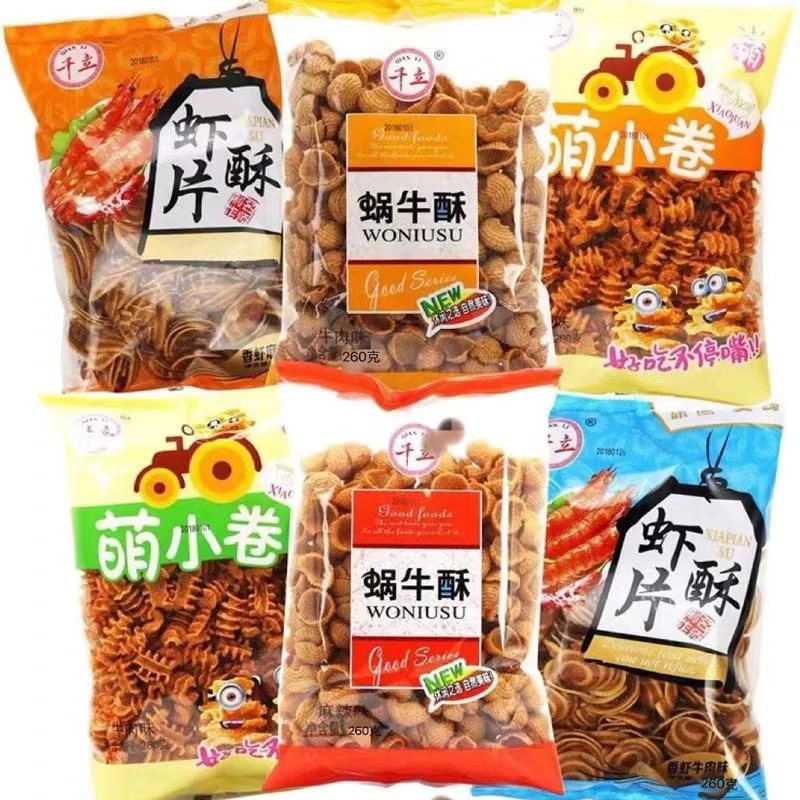 千立蜗牛虾片正品萌小卷肥肠卷零食童年怀旧零食童年回忆虾片酥
