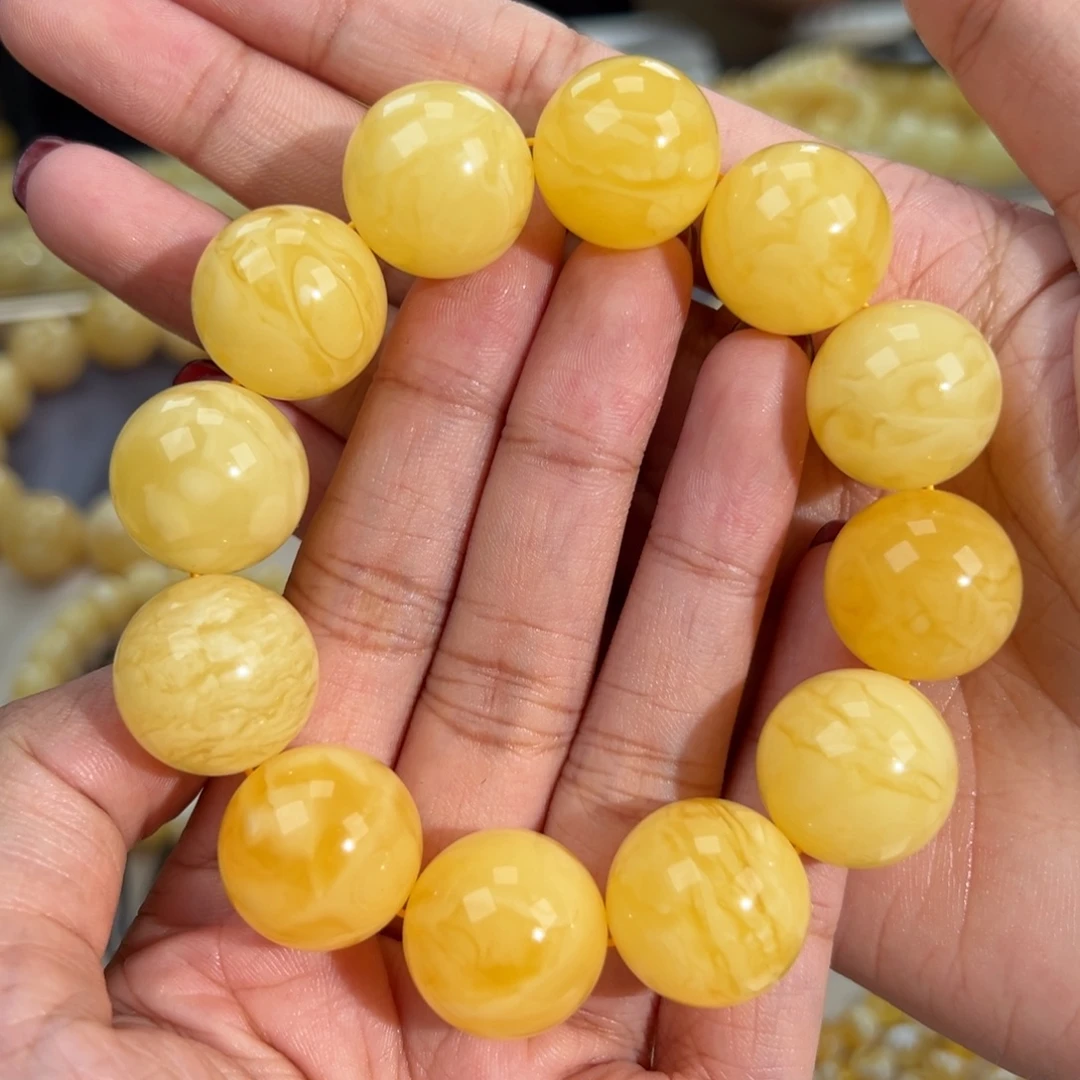 手链琥珀未镶嵌19mm黄白花 48.6