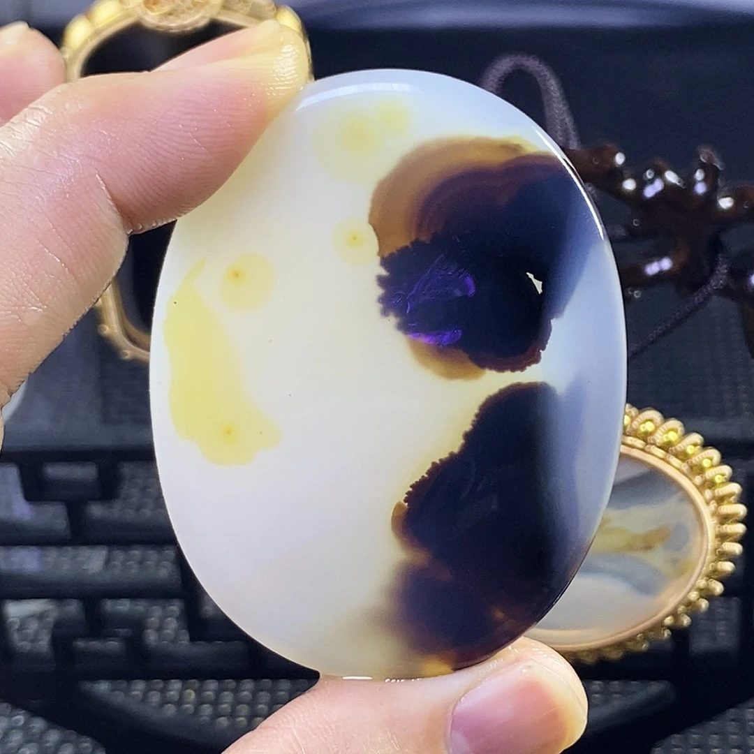 合成碳硅石非金属时尚图纹画面石饰品