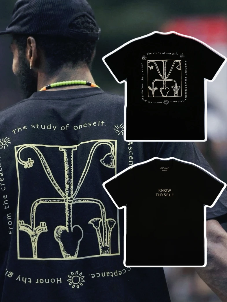 【欧文同款 寻找自我】美式潮牌男女球星同款纯棉T恤夏季微重磅短袖