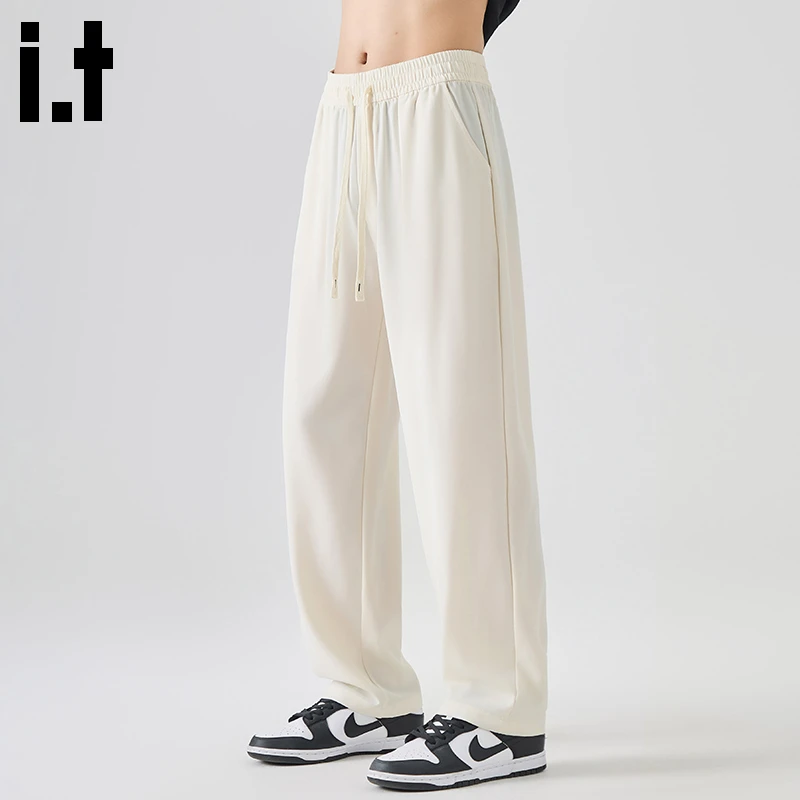i.t:CHOCOOLATE秋冬爆款休闲裤2025新款男士浅色宽松百搭直筒长裤