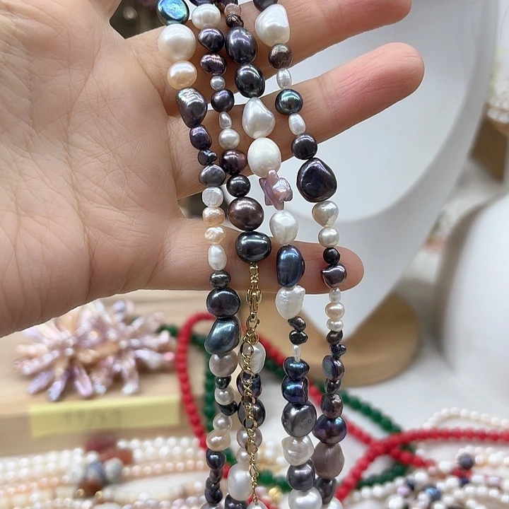 淡水珍珠胸饰银S925镶嵌