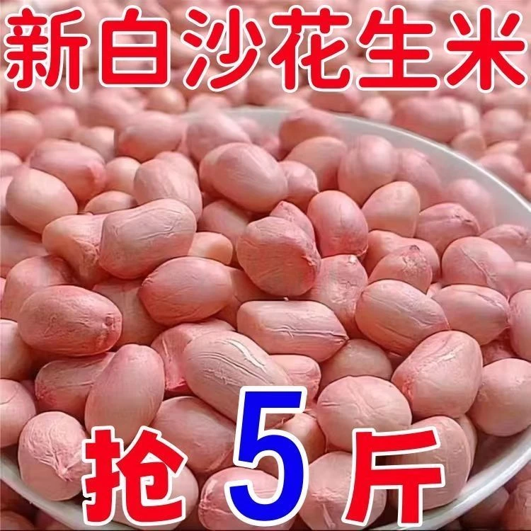 A新白沙花生米新鲜现剥无壳大粒粉红皮白沙花生米可做菜榨油