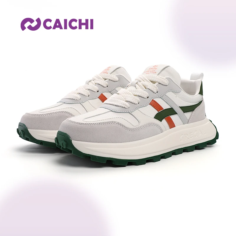 caichi春季时尚休闲鞋德训鞋潮流百搭低帮厚底复古透气运动鞋夏季