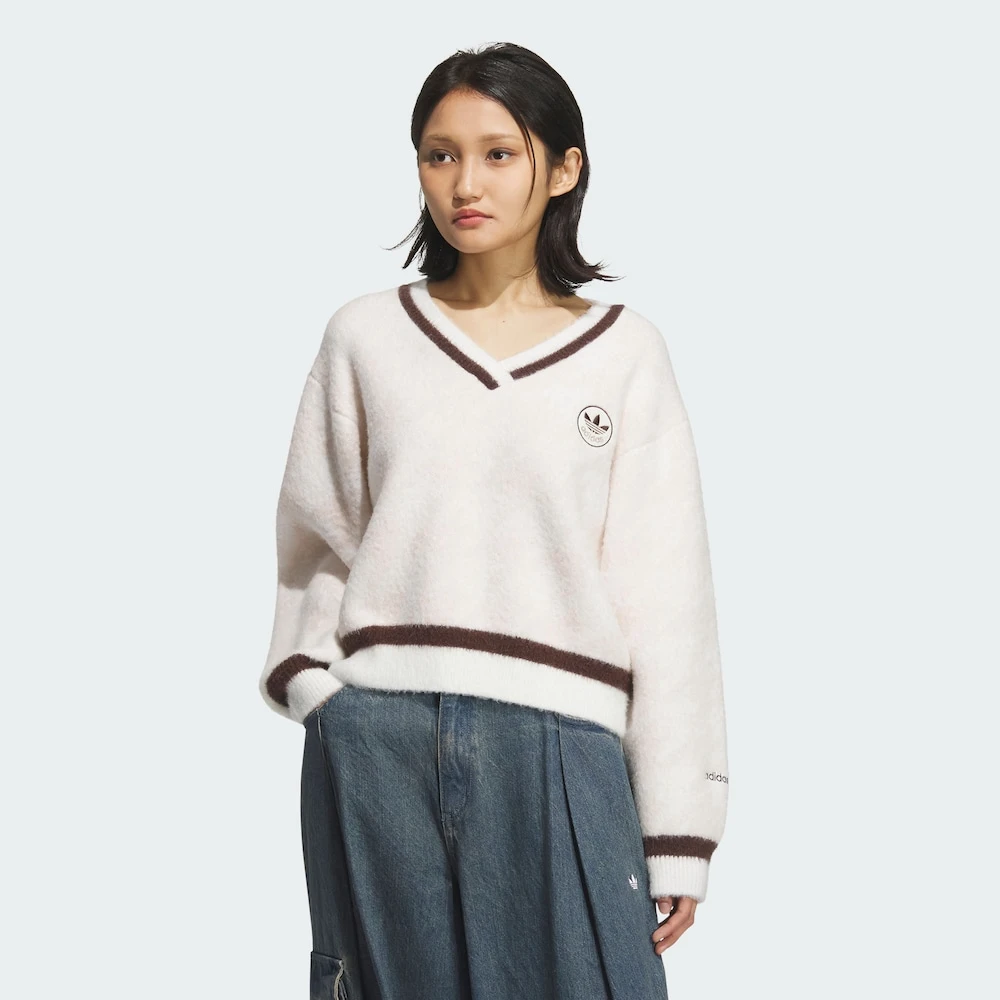 Adidas HOUNDSTOOTHSWEATSHIRT  千鸟格毛绒运动V领针织衫 KC2687