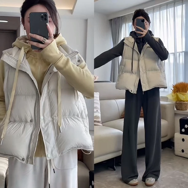 高级感白鸭绒时尚马甲外套女2025秋冬季休闲显瘦保暖背心外穿上衣