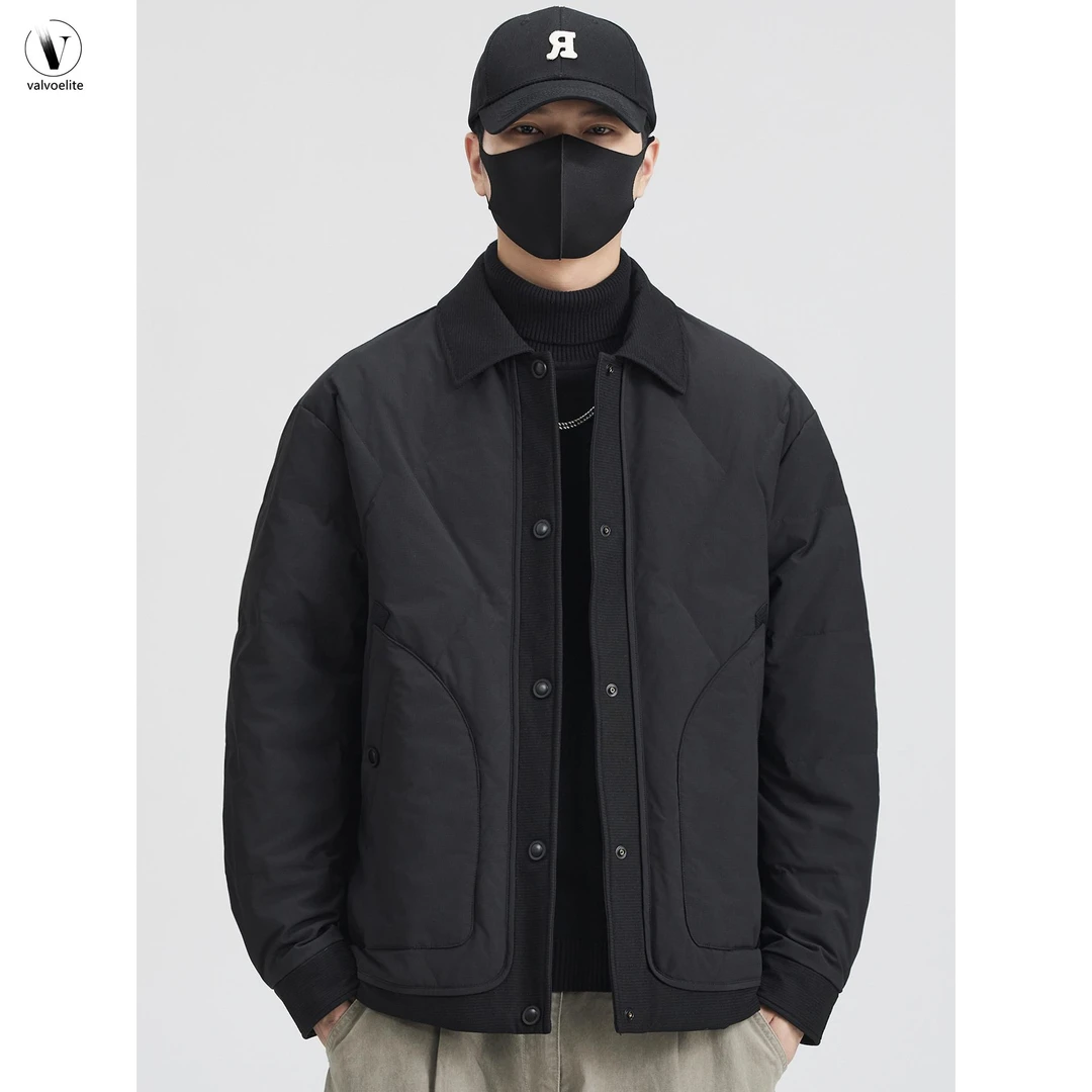 VALVOELITE轻薄保暖羽绒服男冬季新款高级感翻领薄款时尚短款外套