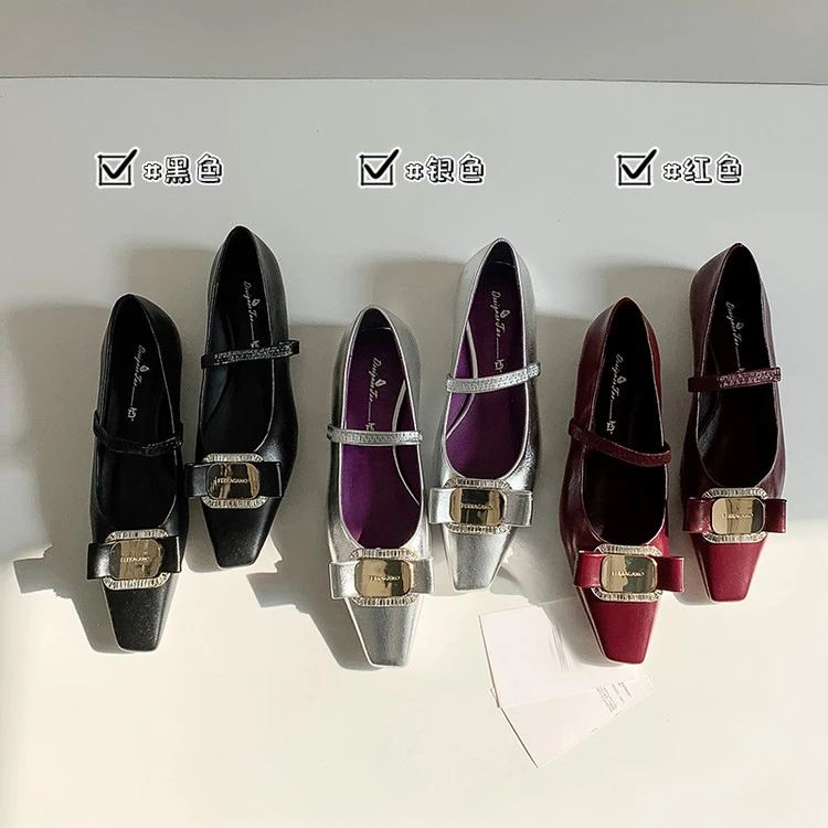 【王11】2.5CM英伦风经典蝴蝶结扣件斜方头女鞋/5310